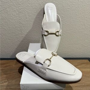 A New Day Women's Cream Mules with Gold Accent